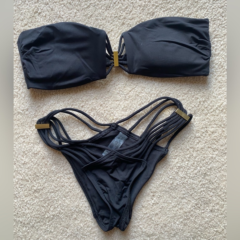 Victoria’s Secret two piece bikini Black and gold medium/xs #pool#vacation